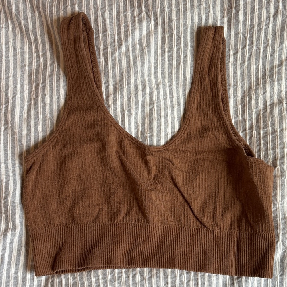 Boody Ribbed Seamless Bra, Medium, Tan